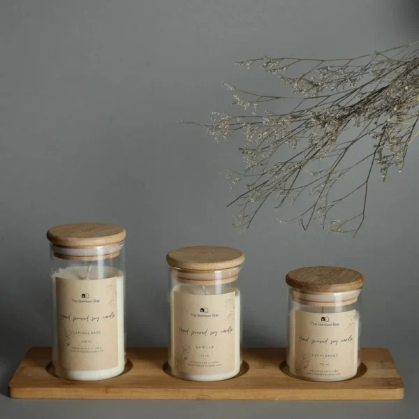 Bamboo Lid Jar Soy Candles - Image 2