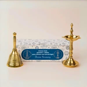 Brass Pooja Ghanti + Deep Set