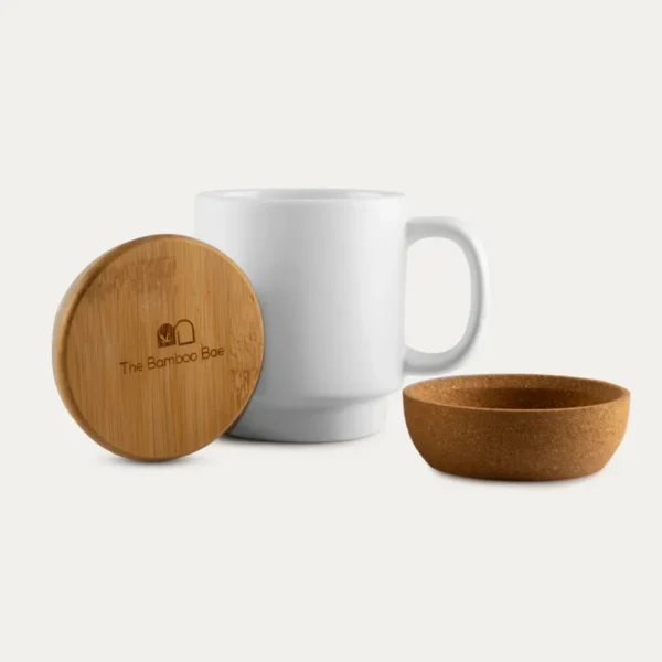 Porcelain Mug (Bamboo Lid & Detachable Cork Base) - Image 2