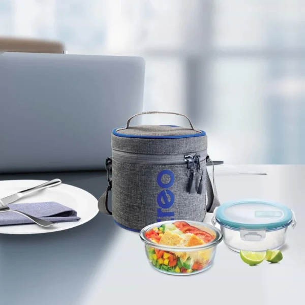 ALL FRESH BOROSILICATE GLASS ROUND TIFFIN 2PCS SET - Image 2
