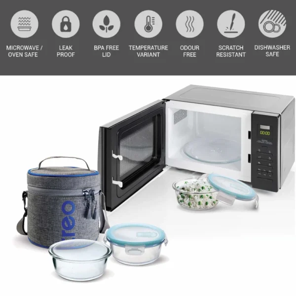 ALL FRESH BOROSILICATE GLASS ROUND TIFFIN 2PCS SET - Image 4