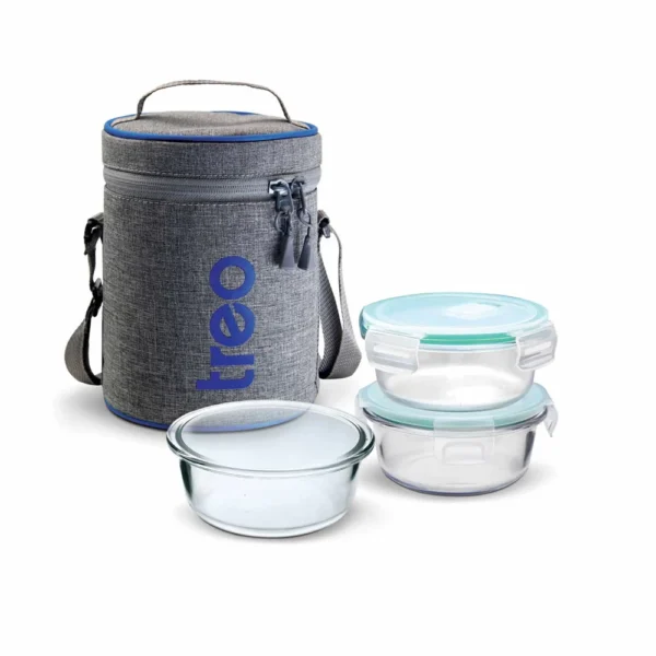 ALL FRESH BOROSILICATE GLASS ROUND TIFFIN 2PCS SET - Image 3