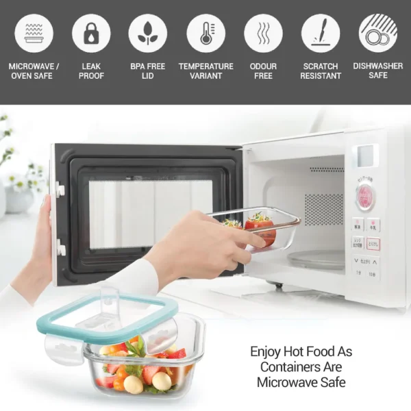 ALL FRESH BOROSILICATE GLASS SQUARE TIFFIN - Image 4