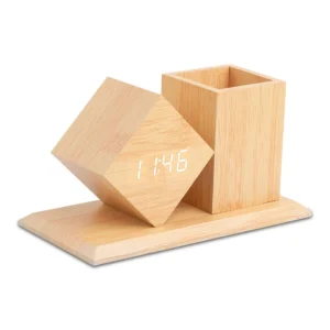 Bamboo Clock + Pen Stand