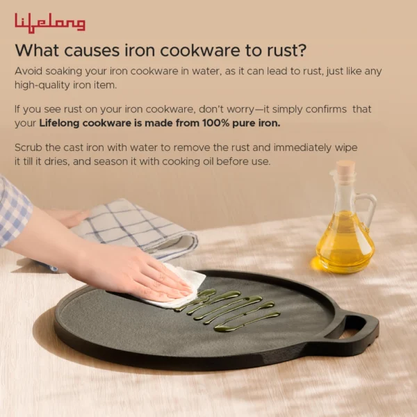 Cast Iron Grill Pan 260mm with Wooden Spatula - Image 2