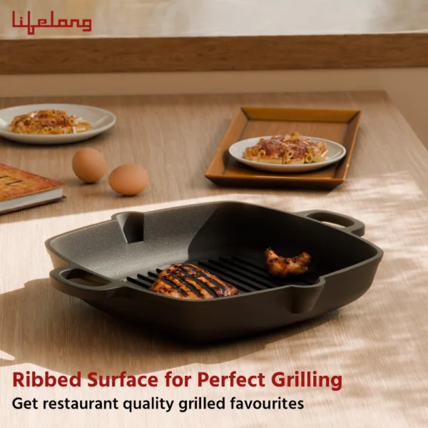 Cast Iron Grill Pan 260mm with Wooden Spatula - Image 4