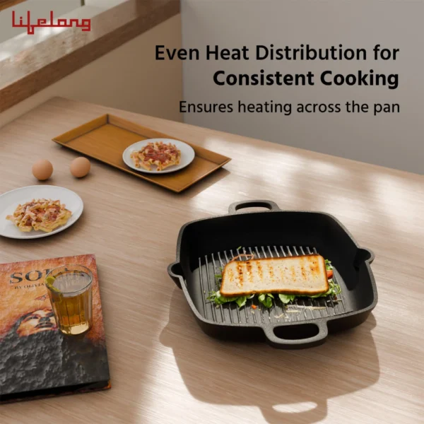 Cast Iron Grill Pan 260mm with Wooden Spatula - Image 3