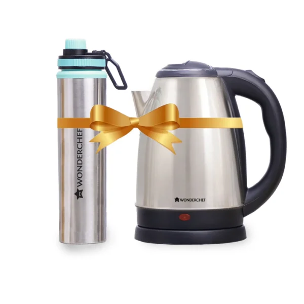 Crescent Stainless-steel Electric Kettl + Sippy Stainless-steel Bottle