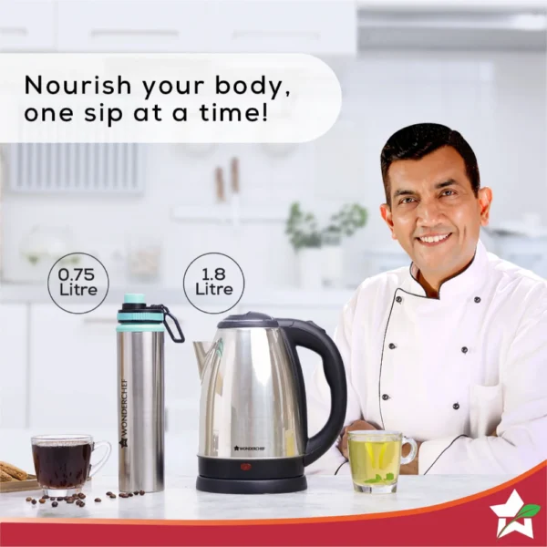 Crescent Stainless-steel Electric Kettl + Sippy Stainless-steel Bottle - Image 4