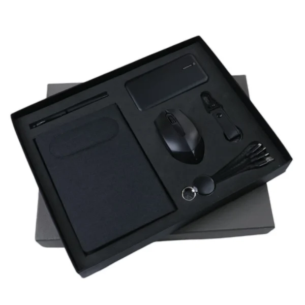 6in 1 Gift Set Note Book, Key Chain, Pen, 3 in 1 Data Cable, Power Bank 10,000 MAH, Wireless Mouse