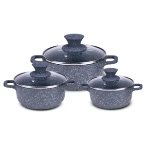 Granite Die-cast Casserole Set (3 Pcs Grey)