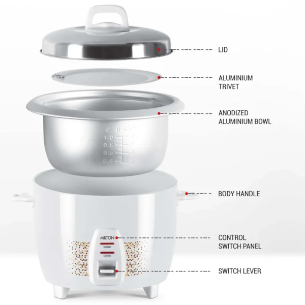 MILTON PRIME 10 RICE COOKER 1LTR - Image 5