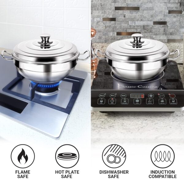 Stainless Steel Sandwich Bottom Multi-kadhai With Lid & 6 attachments - Image 3