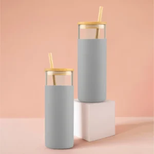 The Bamboo Bay Bamboo Lid Glass Sipper (Grey)
