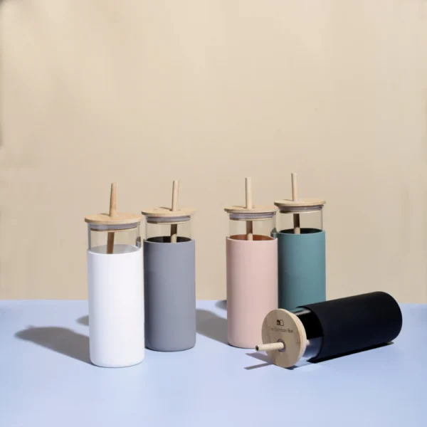 The Bamboo Bay Bamboo Lid Glass Sipper (Grey) - Image 2