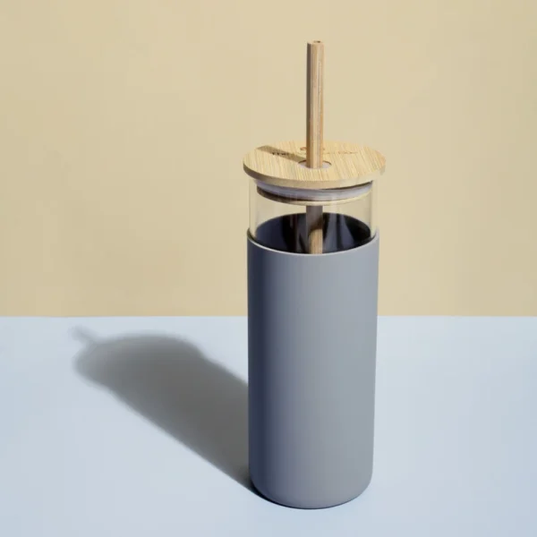 The Bamboo Bay Bamboo Lid Glass Sipper (Grey) - Image 3