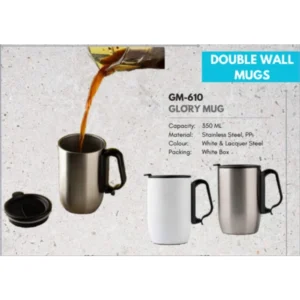 GLORY- DOUBLE-WALL MUG Colour:White & Laquered Steel