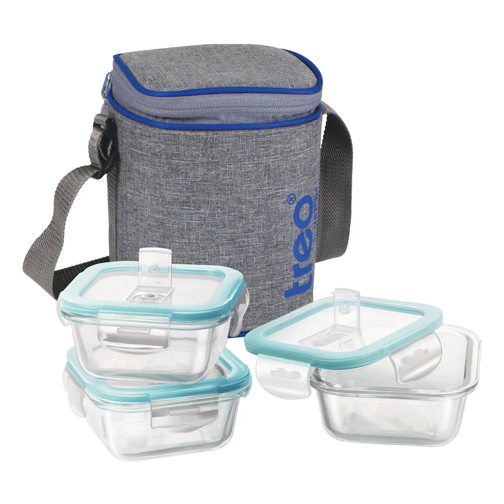 Fresh Square Glass Tiffin Containers With Insulated Jacket - Image 2