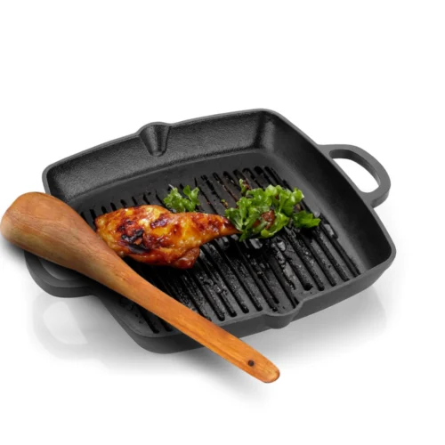 Cast-Iron-Grill-Pan-260mm-with-Wooden-Spatula-1.webp Cast Iron Grill Pan 260mm with Wooden Spatula