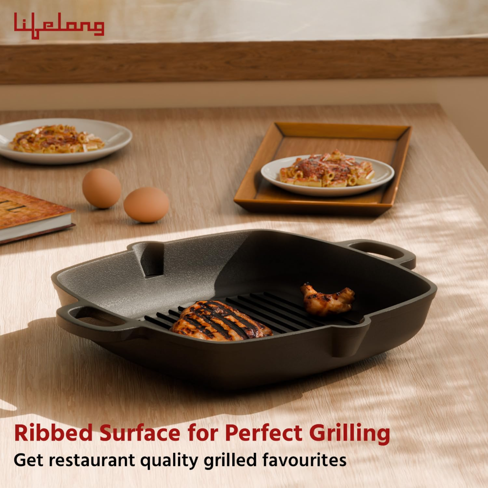 Cast Iron Grill Pan 260mm with Wooden Spatula - Image 4