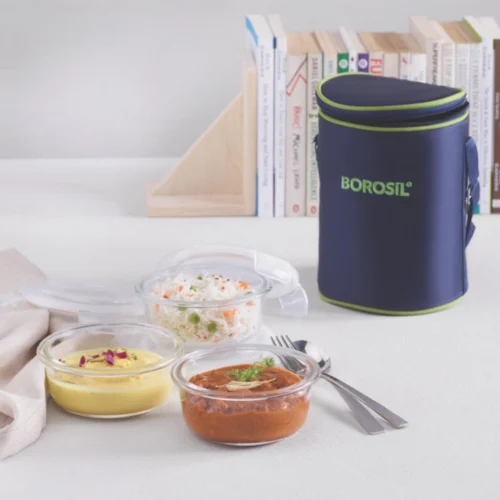 MICROWAVABLE GLASS LUNCH BOX (ROUND - S ET O F 3)