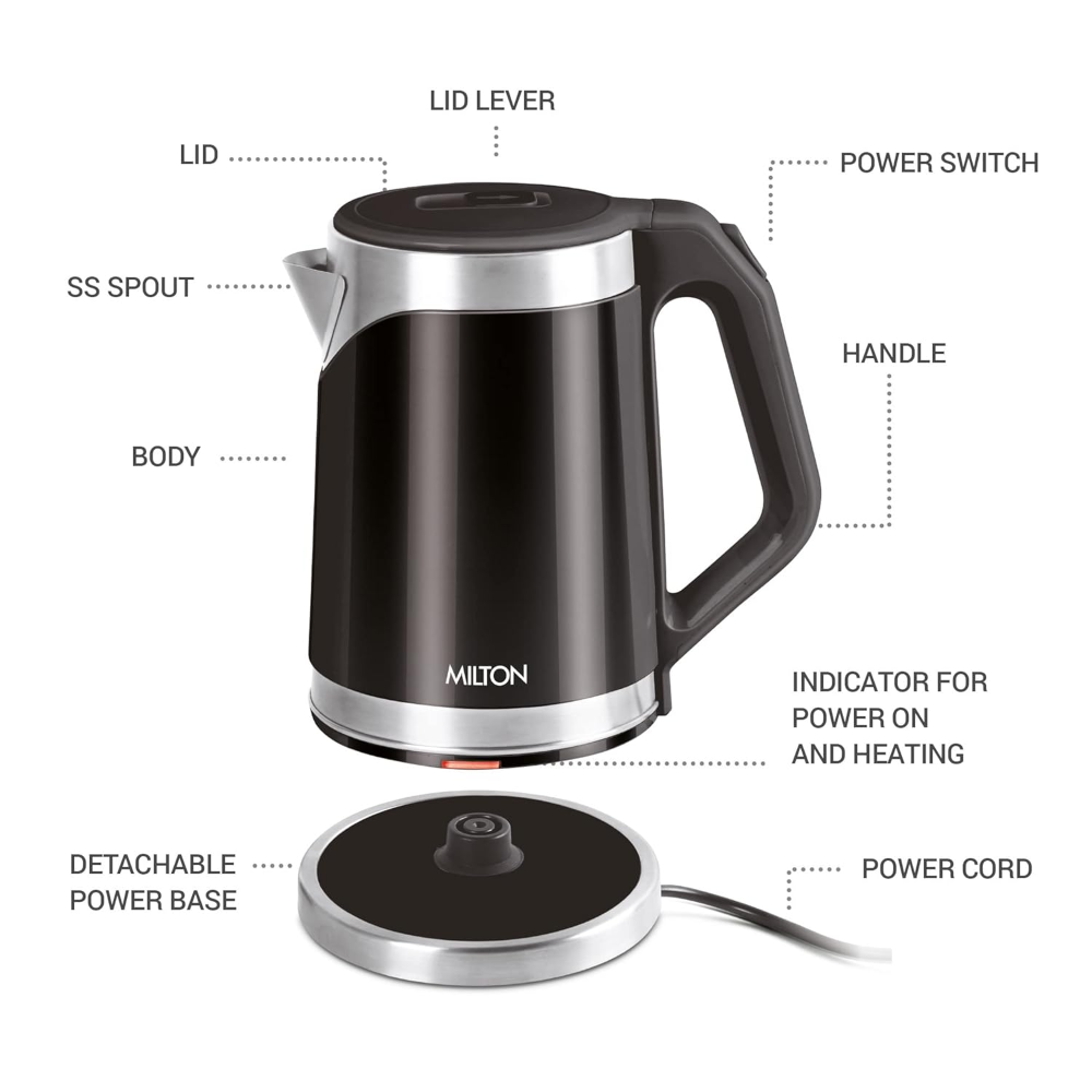 MILTON Vienna Stainless Steel Double Walled Electric Kettle - Image 2