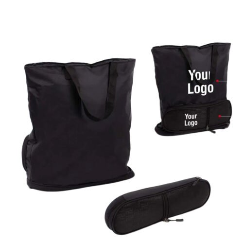 Folding shopping bag with Zippered pocket | Phone, wallet pocket outside
