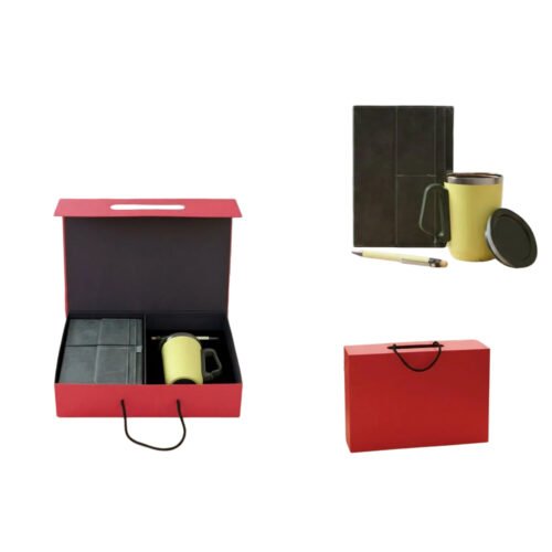 _0045_Offix Set of 3_ Magnetic 3 Fold Notebook, SS Mug with Handle, Offix Set of 3: Magnetic 3 Fold Notebook, SS Mug with Handle, Loop Metal Pen Magnetic Gift Box with Handle