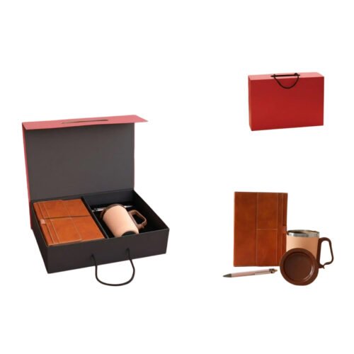 _0047_Offix Set of 3_ Magnetic 3 Fold Notebook, SS Mug with Handle, Offix Set of 3: Magnetic 3 Fold Notebook, SS Mug with Handle, Loop Metal Pen Magnetic Gift Box with Handle