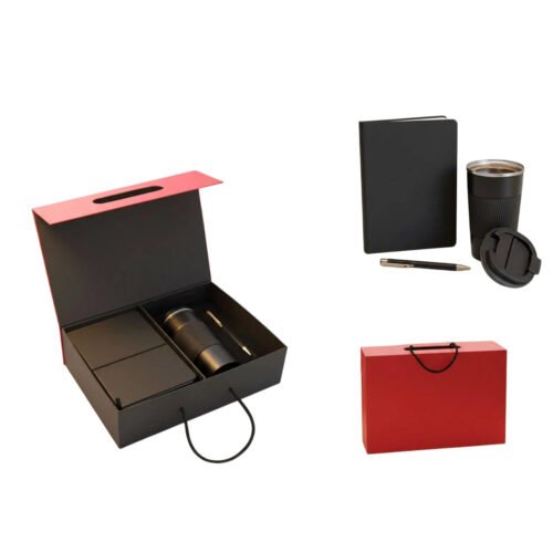 _0048_Offix Set of 3_ Classic A5 Notebook, Metal Pen, SS Vacuum Mug Offix Set of 3: Classic A5 Notebook, Metal Pen, SS Vacuum Mug with grip in Magnetic Gift Box with Handle