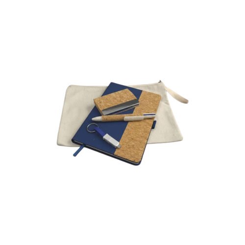 _0051_EcoPouch Set of 4_ Cork Executive Kit in Multipurpose Canvas EcoPouch Set of 4: Cork Executive Kit in Multipurpose Canvas Pouch - Blue edition