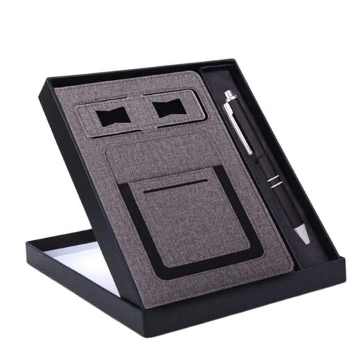 _0082_Gray Notebook Gift set_ Multifunction Notebook With Classy Gray Notebook Gift set: Multifunction Notebook With Classy Metal Pen