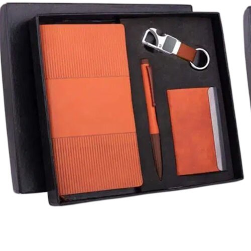 _0088_4 pc Notebook Set_ A6 size notebook, Metal Pen, Loop Keychain & Visiting card holder in Gift box 4 pc Notebook Set: A6 size notebook, Metal Pen, Loop Keychain & Visiting card holder in Gift box