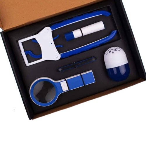 _0105_Doctor Magnifier set_ Folding Coat hanger, Lint remover, Folding Doctor Magnifier set: Folding Coat hanger, Lint remover, Folding scissors, LED Magnifier, Capsule shape Air freshener | 5 pc set