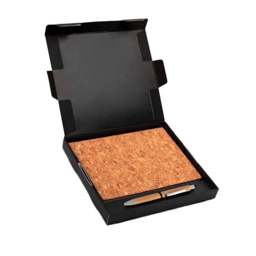_0109_Cork Notebook with Cork Grip Velvet touch pen _ Gift set in Black Cork Notebook with Bamboo Stylus pen | Gift set in Black box