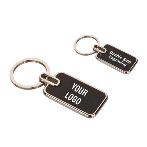 _0208_Rectangle metal keychain in Black finish (Double side laser) Rectangle metal keychain in Black finish (Double side laser)