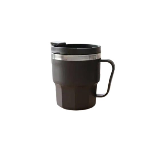 Vertex: Stainless Steel Double wall mug with Unique Ridge Base | Flip top lid | Leak Proof | Capacity 350ml approx