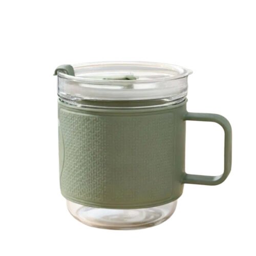 _0225_MiniBrew_ Mini Glass Mug with Textured Grip Sleeve & Straw- MiniBrew: Mini Glass Mug with Textured Grip Sleeve & Straw-Ready Lid | Double sip option | Capacity 400ml (approx)