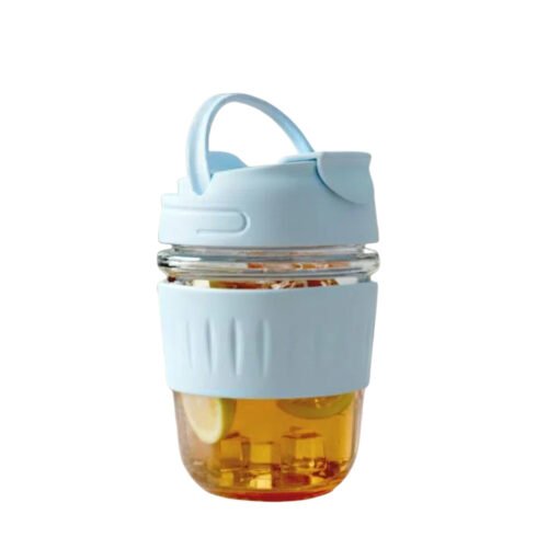 _0227_FlexiSip_ Compact Glass Mug with Grip & Dual-Way Drinking Lid FlexiSip: Compact Glass Mug with Grip & Dual-Way Drinking Lid | Double sip option with straw | Capacity 390ml (approx)