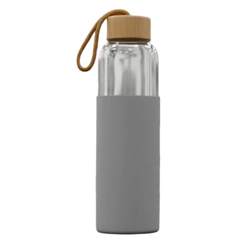 _0230_ZenGrip_ Glass Bottle with Bamboo Cap & Silicone Non-Slip ZenGrip: Glass Bottle with Bamboo Cap & Silicone Non-Slip Sleeve | Capacity 500ml (approx)