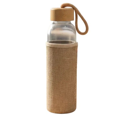 EarthWeave: Glass Bottle with Bamboo Cap & Jute Sleeve | Capacity 500ml (approx)