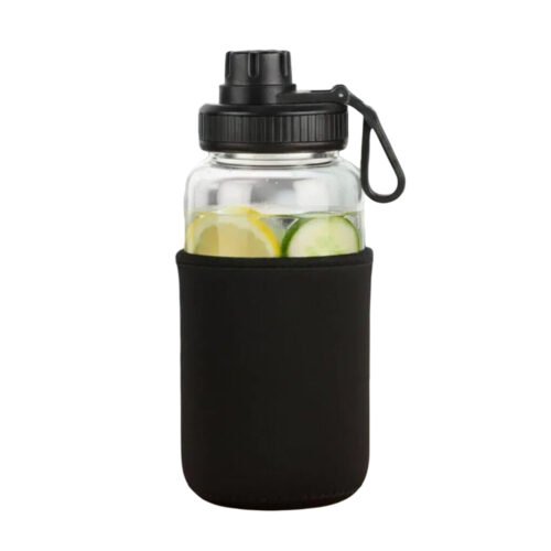 SportTank: Gallon style Glass Bottle with Carry Handle & Protective Sleeve | Capacity 725ml (approx)
