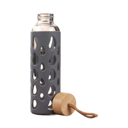 ClearSip Wrap: Borosilicate bottle with Bamboo Cap and Silicon sleeve | Capacity 600ml (approx)