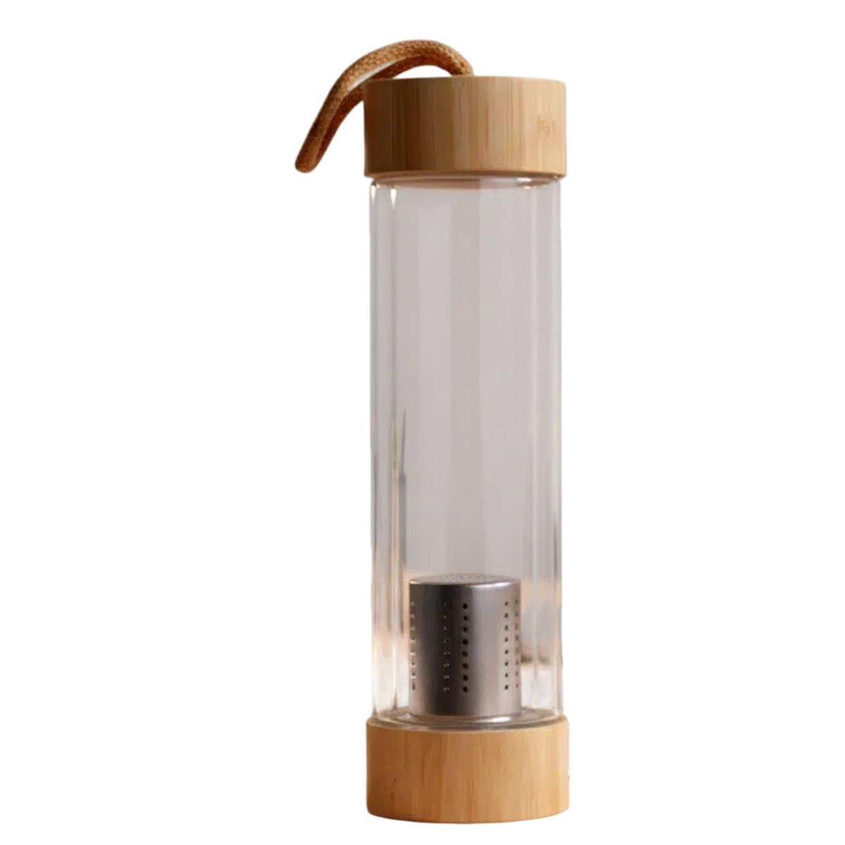 ClearSip EcoFuse: Double wall Infuser Glass bottle with Bamboo lids and SS infuser basket | Capacity 450ml (approx)