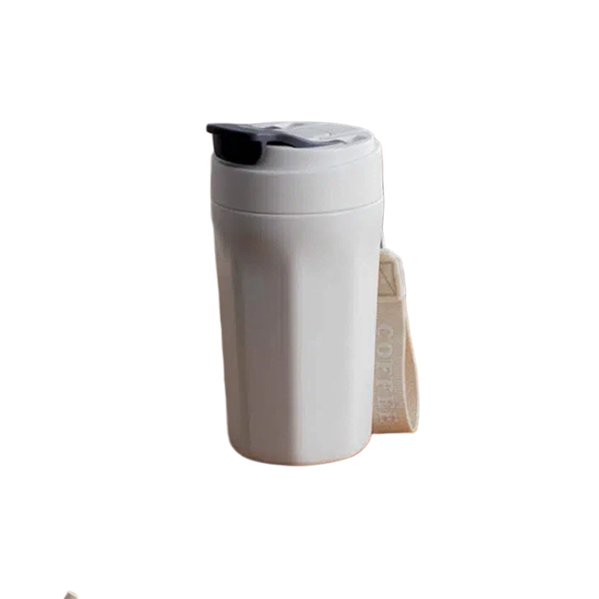 DuoSip: Glass sipper mug with outer Plastic body | Flip top lid and carry strap | Capacity 400ml (approx)