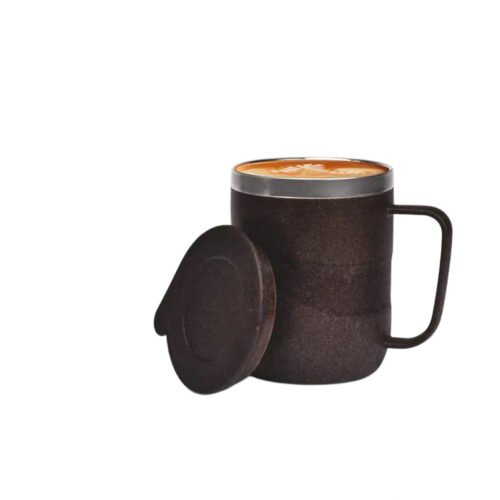 EcoWave Mini: Stainless Steel Double wall Coffee mug | Outer body made of Wheat & Rice husk | Leak Proof | Capacity 220ml approx