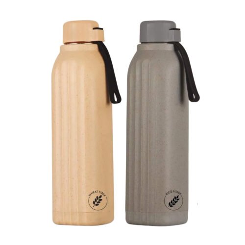 Square II Eco: Eco Friendly Insulated Steel Bottle | Keeps Hot & Cold for 4-6 Hours | Strap for Carrying easily | Capacity 750 ml approx | Made with Wheat fiber