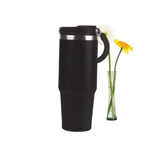 _0270_MaxSip_ Car and Desktop Vacuumized Mug with Double action MaxSip: Car and Desktop Vacuumized Mug with Double action Lid | Flip top & Straw options | Food safe SS 304 | Capacity 890ml approx