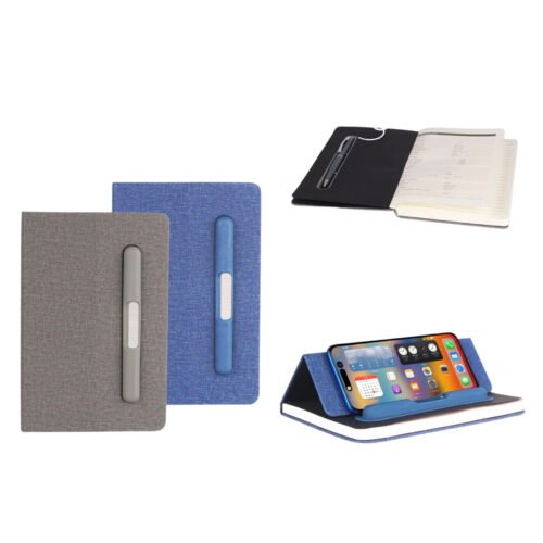 A5 Notebook with Hard pen A5 Notebook with Hard pen slot and Folding cover Phone Stand