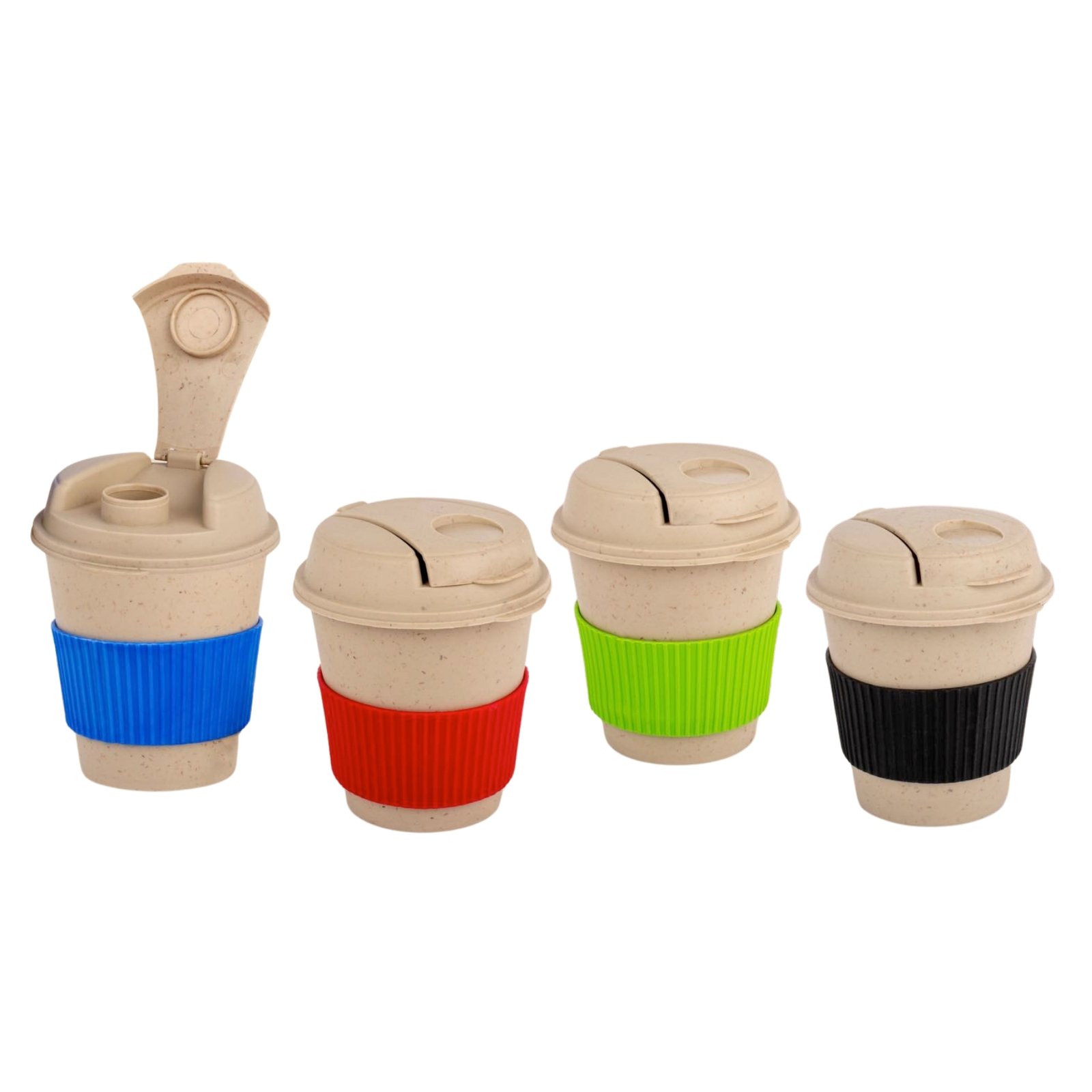 Bamboo Coffee mug: Eco friendly mug with flip top Lid and Anti-Scald sleeve | Capacity 250 ml